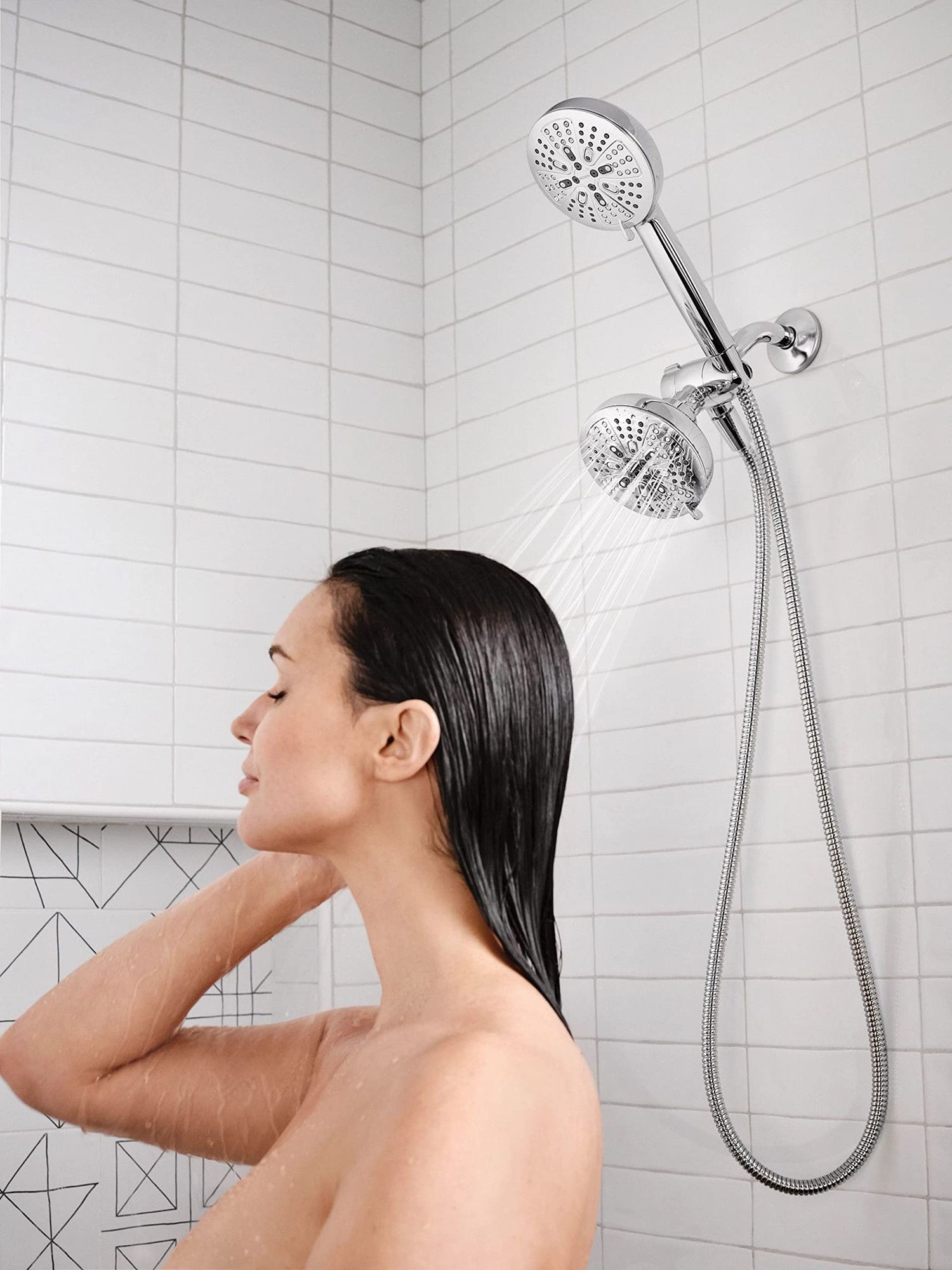 Moen Hydro Energetix High Pressure Dual Shower Head with Handheld Spray Combo, 8 Shower Head Spray Settings, Chrome Finish, 200C0