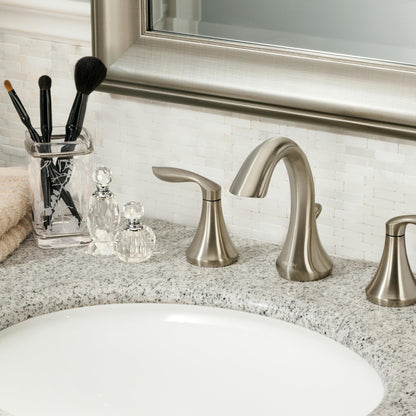 MOEN Eva TV6420BN Two-Handle High Arc Widespread Bathroom Sink Faucet in Brushed Nickel (Valve Included)