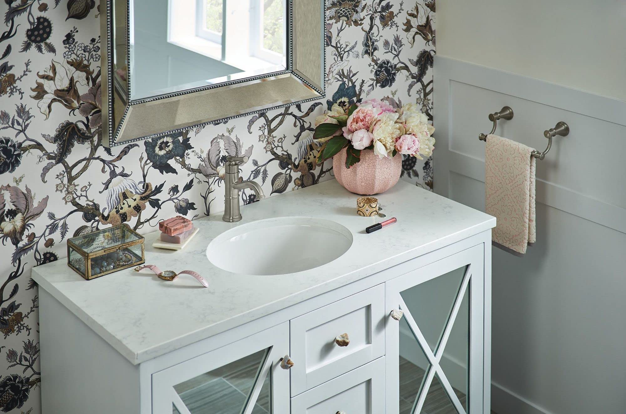 MOEN Belfield 6402BN One-Handle Bathroom Sink Faucet in Brushed Nickel (Drain Included)