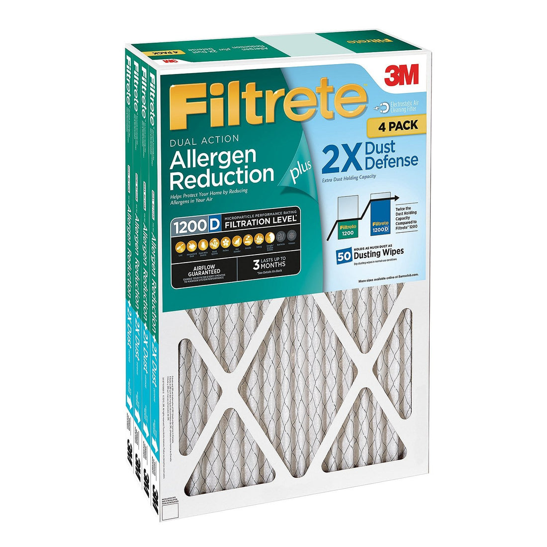 Filtrete Dual-Action Micro Allergen Plus 2X Dust Defense Filter 20x25x1 (4-pk.) - Like New