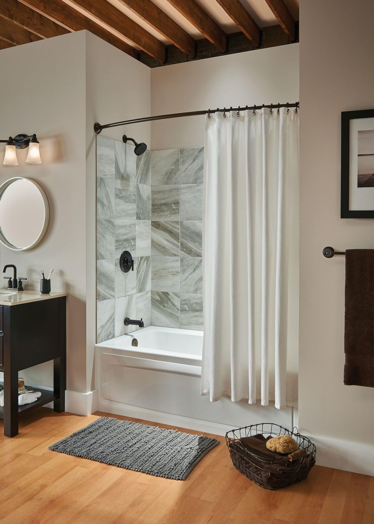 Moen DN2160OWB 54 to 72-Inch Adjustable Length Curved Shower Rod, Old World Bronze