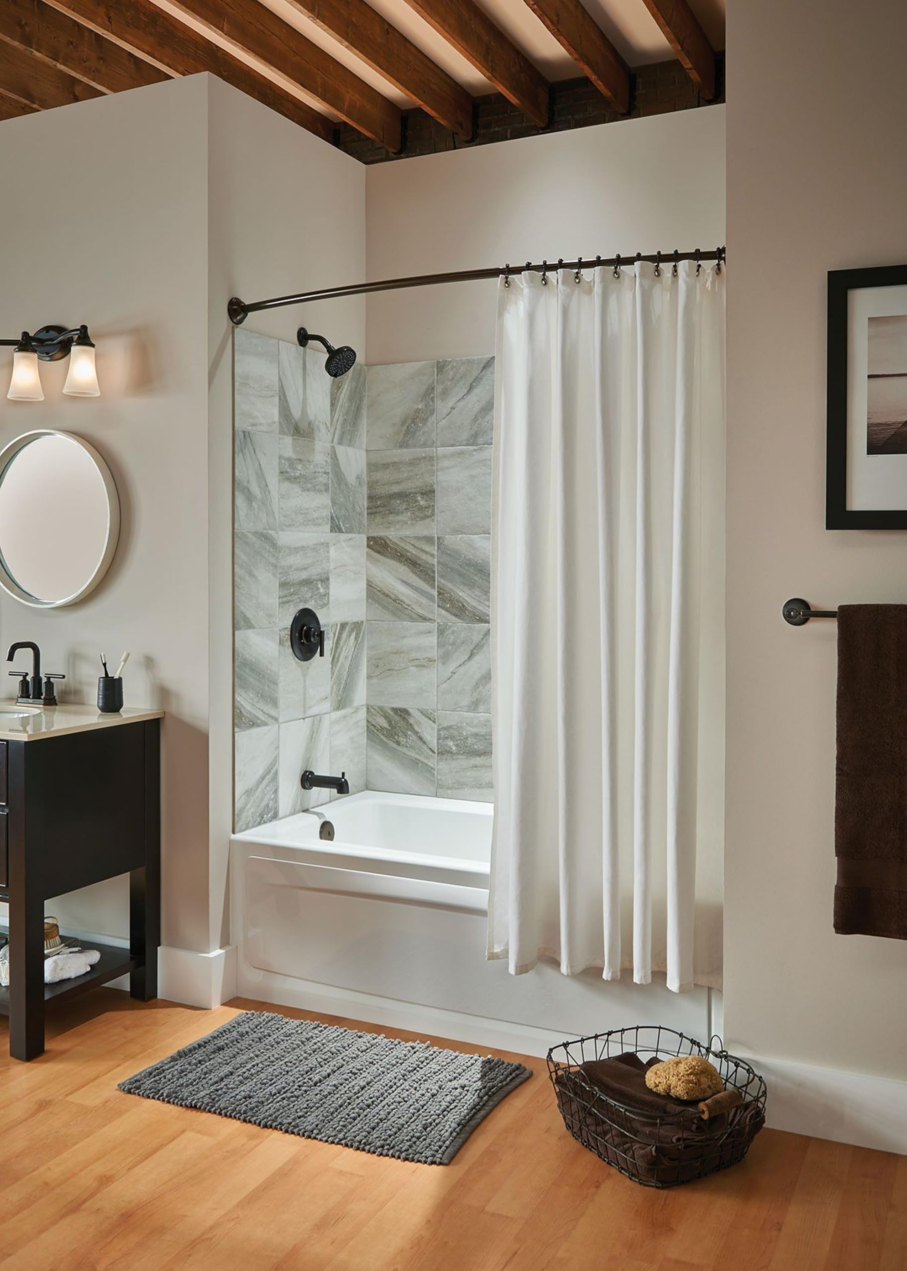 Moen DN2160OWB 54 to 72-Inch Adjustable Length Curved Shower Rod, Old World Bronze