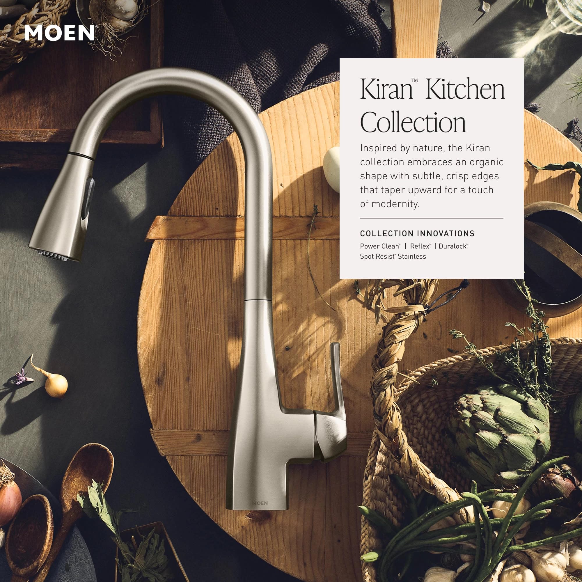 MOEN Kiran 87599SRS One-Handle High Arc Pulldown Kitchen Faucet in Spot Resist Stainless