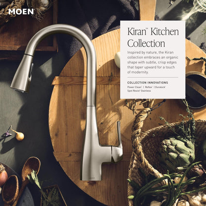 MOEN Kiran 87599SRS One-Handle High Arc Pulldown Kitchen Faucet in Spot Resist Stainless