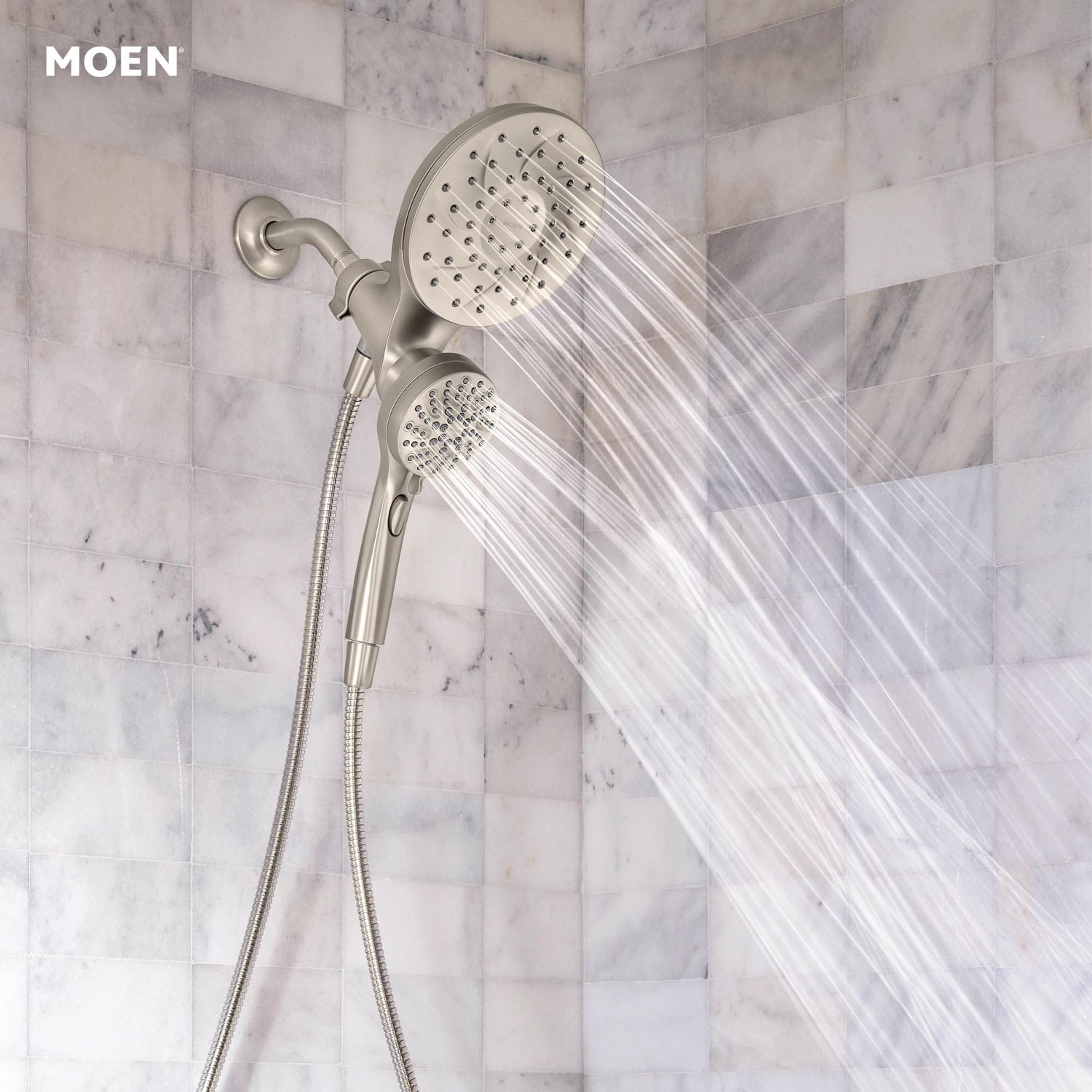 Moen 26009SRN Engage Magnetix 2-in-1 Combo Rain Showerhead with Handheld Spray, Magnetic Docking System, Spot Resist Brushed Nickel, 6-Spray Settings, 2.5 GPM