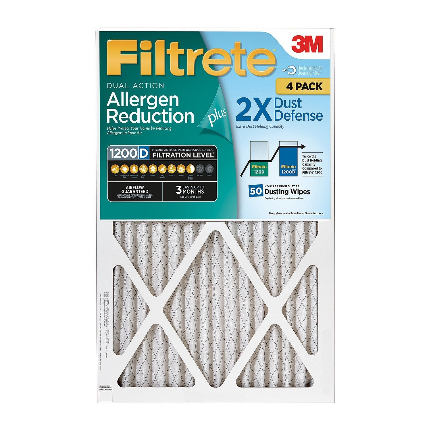 Filtrete Dual-Action Micro Allergen Plus 2X Dust Defense Filter 20x25x1 (4-pk.) - Like New