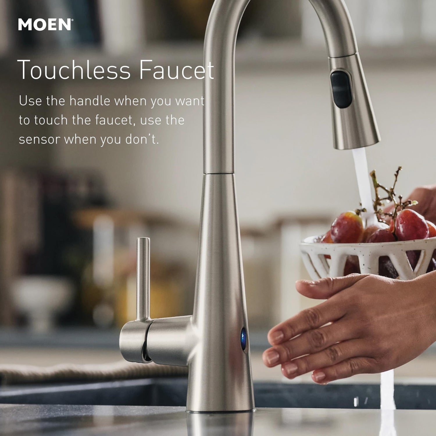 MOEN Cia 7622EWSRS 1-Handle Touchless Pull-Down Sprayer Kitchen Faucet with MotionSense Wave and Power Clean in Spot Resist Stainless - Like New