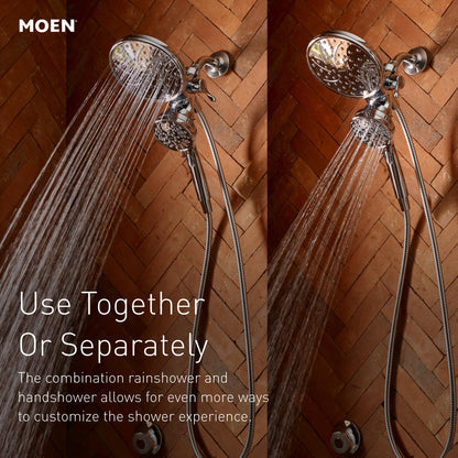 Moen 26009SRN Engage Magnetix 2-in-1 Combo Rain Showerhead with Handheld Spray, Magnetic Docking System, Spot Resist Brushed Nickel, 6-Spray Settings, 2.5 GPM