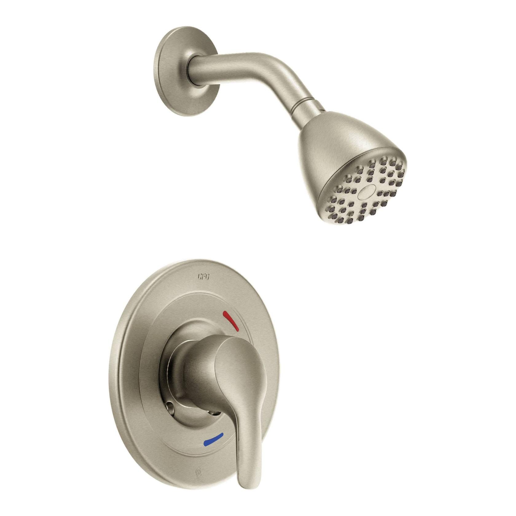 MOEN Cleveland Faucet T42315CGR Single Handle Shower Kit 1.75 GPM in Brushed Nickel