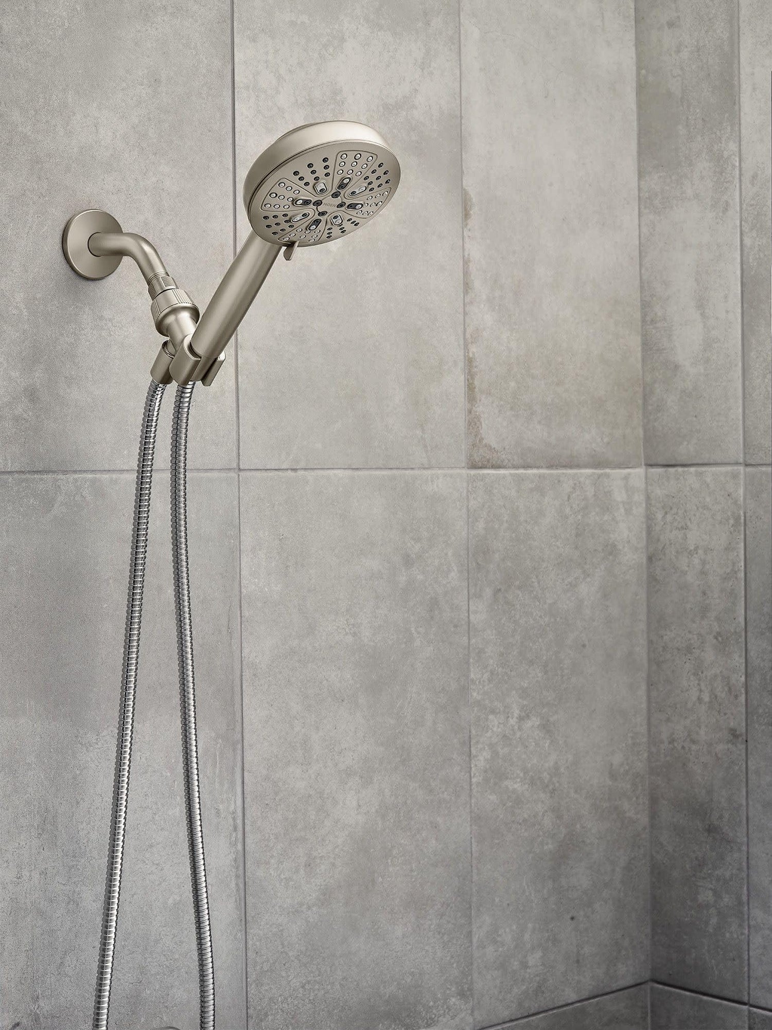 Moen Hydro Energetix High Pressure Shower Head with Handheld Sprayer, 8 Handheld Shower Head Spray Settings, Spot Resist Brushed Nickel Finish, 200H0SRN