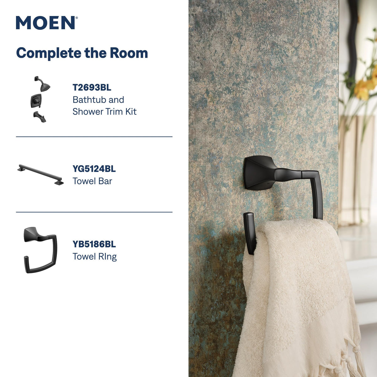 MOEN Voss TV6905BL Widespread Bathroom Sink Faucet, Matte Black (Valve Included)