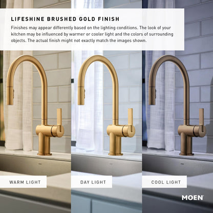 MOEN Flara TVS6984BG Two-Handle 8-Inch Widespread Bathroom Faucet in Brushed Gold (Valve Included)