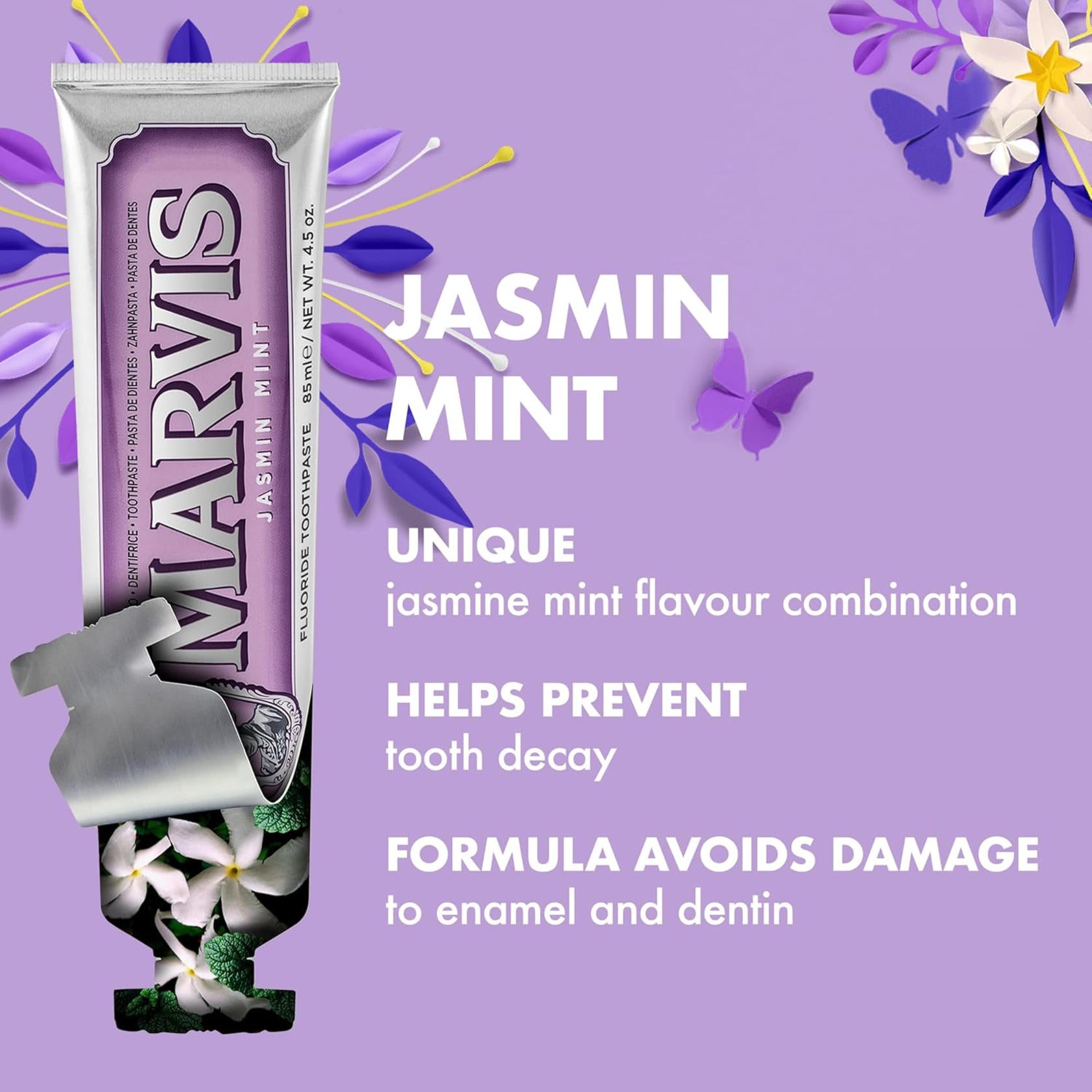 Marvis Toothpaste  Whitening Mint, Licorice, Sinuous Lily, Vegan Cruelty-Free 85 ml