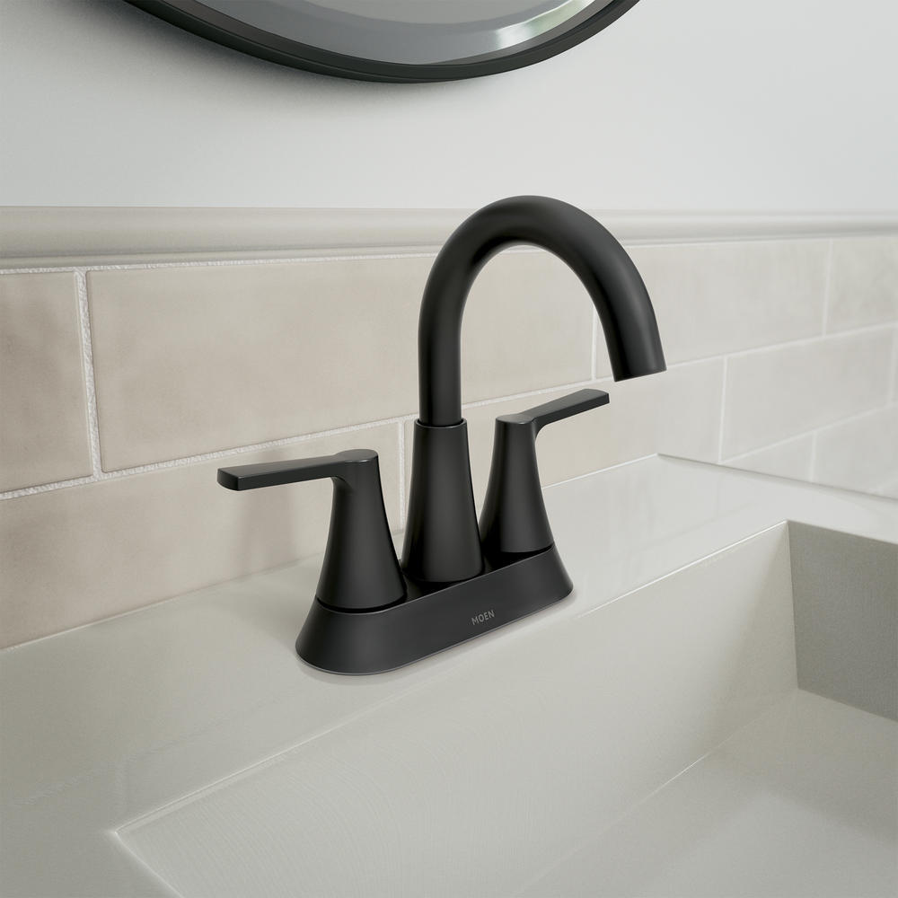 MOEN Mikah 84311BL Two-Handle High Arc  Bathroom Sink Faucet in Matte Black