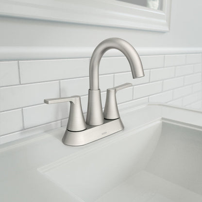MOEN Mikah 84311SRN Two Handle High Arc Bathroom Faucet in Spot Resist Brushed Nickel