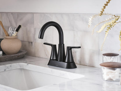 MOEN Mikah 84311BL Two-Handle High Arc  Bathroom Sink Faucet in Matte Black