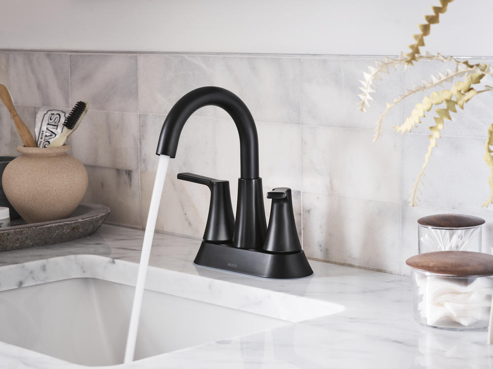MOEN Mikah 84311BL Two-Handle High Arc  Bathroom Sink Faucet in Matte Black