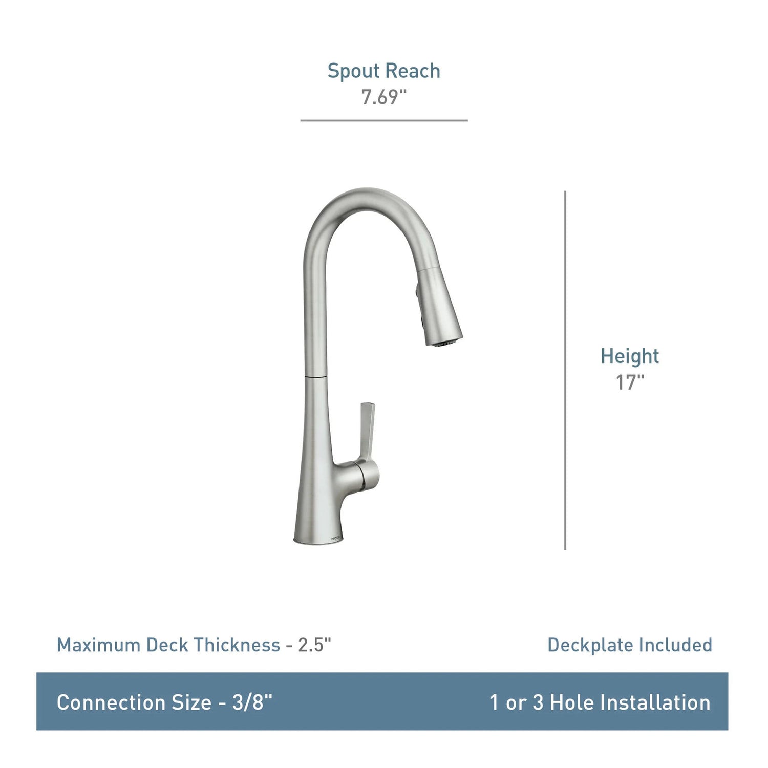 Moen Mikah 87069SRS One-Handle High Arc Pulldown Kitchen Faucet in Spot Resist Stainless