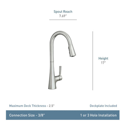 Moen Mikah 87069SRS One-Handle High Arc Pulldown Kitchen Faucet in Spot Resist Stainless