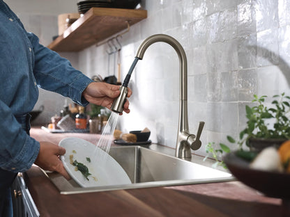 Moen Mikah 87069SRS One-Handle High Arc Pulldown Kitchen Faucet in Spot Resist Stainless