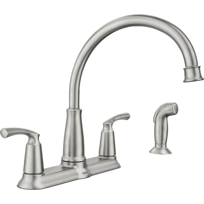 MOEN Bexley 87403SRS Double Handle Kitchen Faucet in Spot Resist Stainless