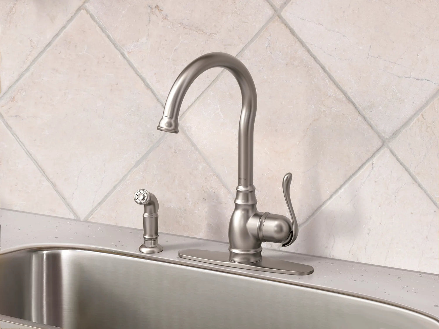 MOEN Anabelle 87650SRS Kitchen Faucet with Side Spray in Spot Resist Stainless