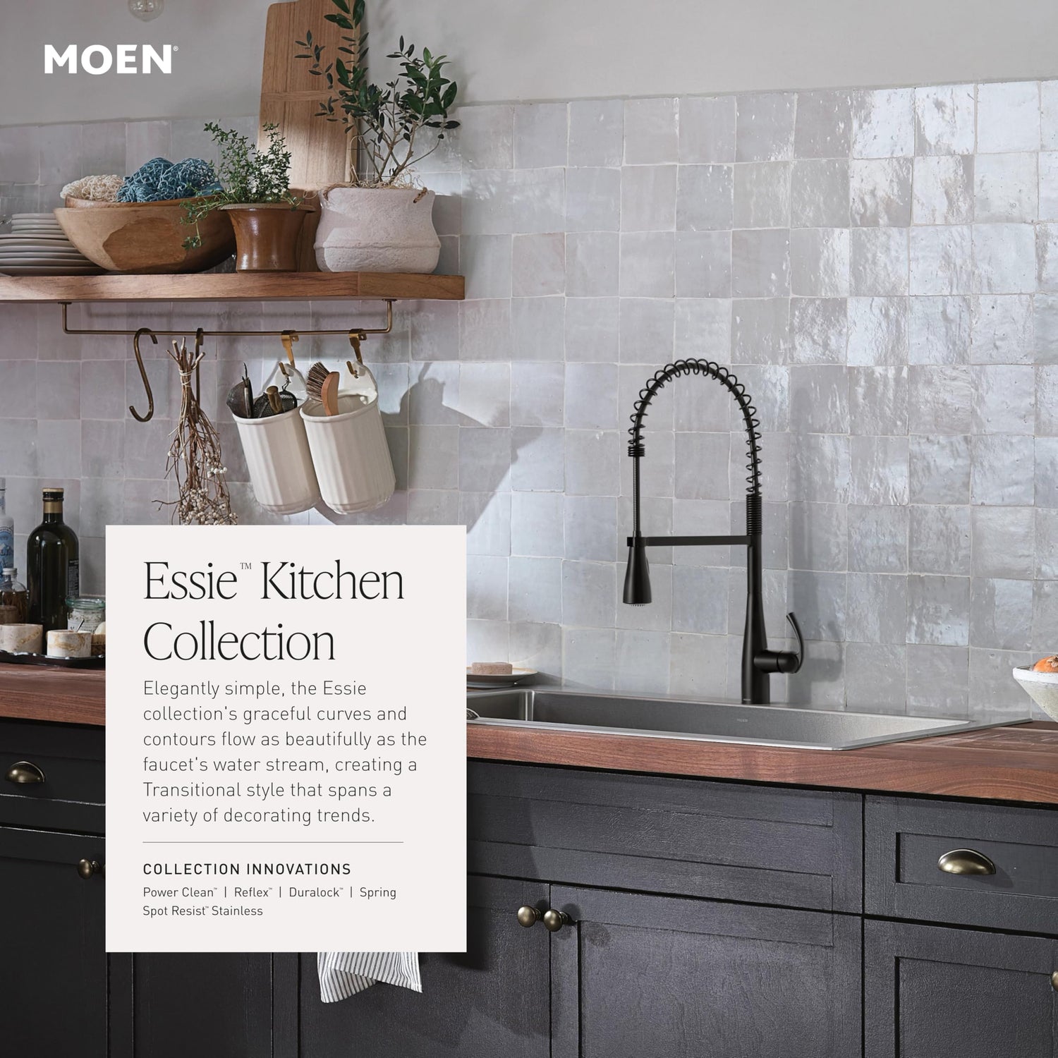 MOEN Essie 87014SRS Single-Handle Pull-Down Sprayer Kitchen Faucet with Reflex and Power Clean in Spot Resist Stainless - Like New