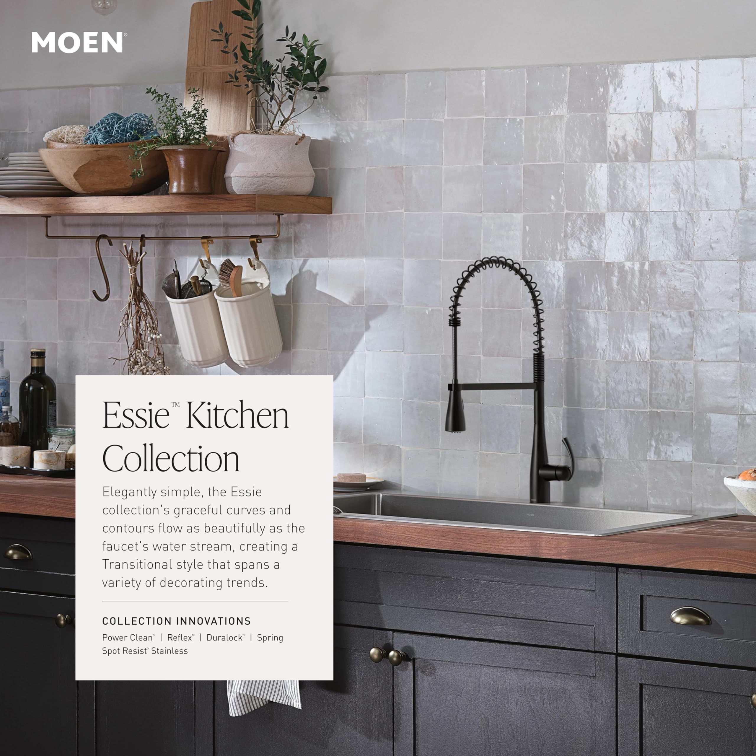 MOEN Essie 87014SRS Single-Handle Pull-Down Sprayer Kitchen Faucet with Reflex and Power Clean in Spot Resist Stainless - Like New