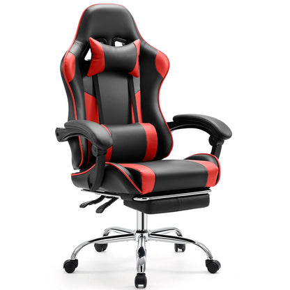Gaming Chair with Adjustable Swivel PU Leather with Headrest and Lumbar Support
