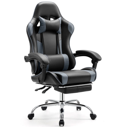 Gaming Chair with Adjustable Swivel PU Leather with Headrest and Lumbar Support