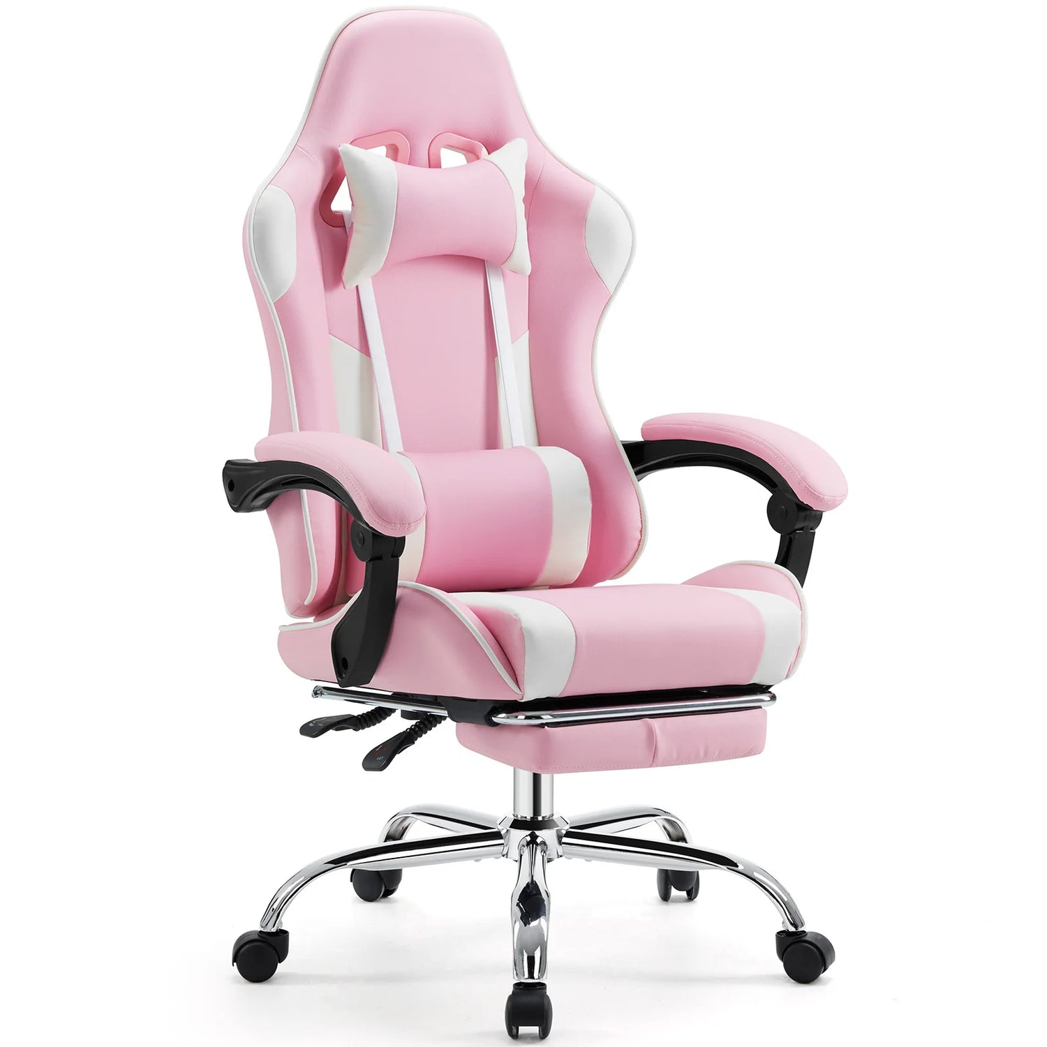 Gaming Chair with Adjustable Swivel PU Leather with Headrest and Lumbar Support