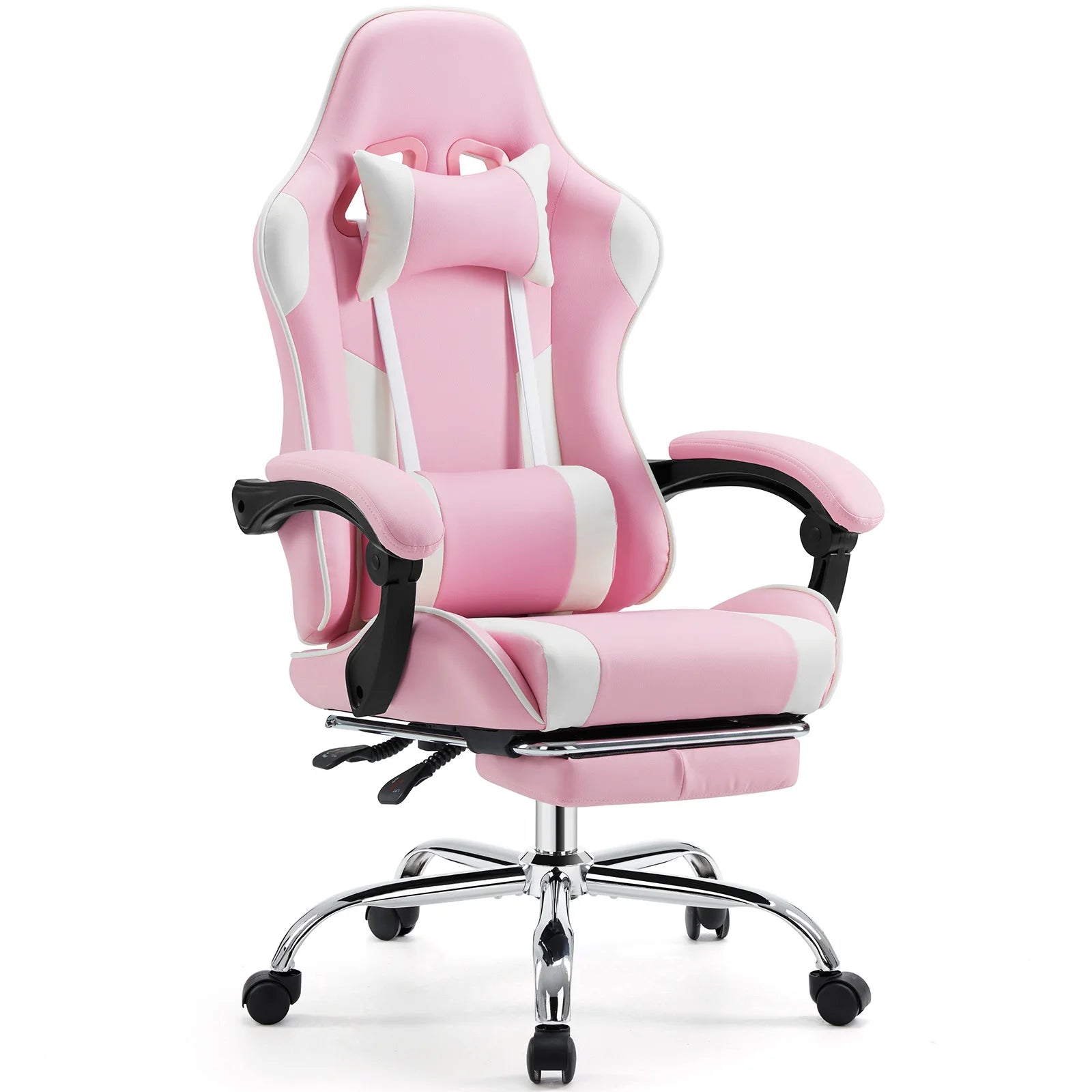 Gaming Chair with Adjustable Swivel PU Leather with Headrest and Lumbar Support