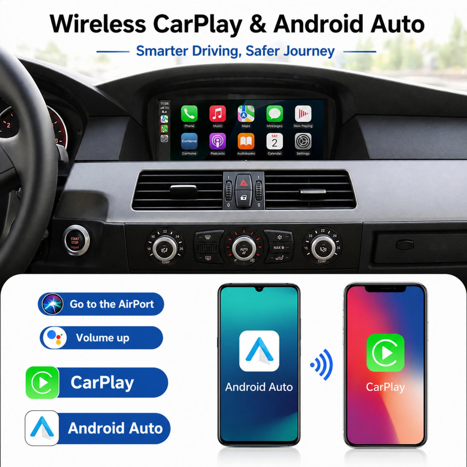 Wireless CarPlay TouchScreen CCC CIC BMW 3/5 Series E90 E91 E92/93 E60 E61 E63