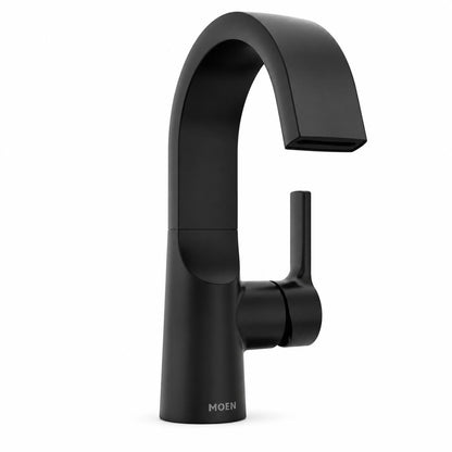 MOEN Avri 84156BL One-Handle Single-Hole Bathroom Faucet in Matte Black (Drain Included)