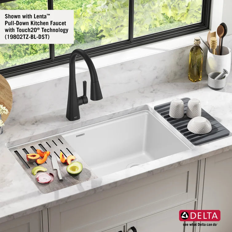 Delta Everest™ 75B933-33S-WH 32" L Granite Composite Workstation Kitchen Sink Undermount Single Bowl