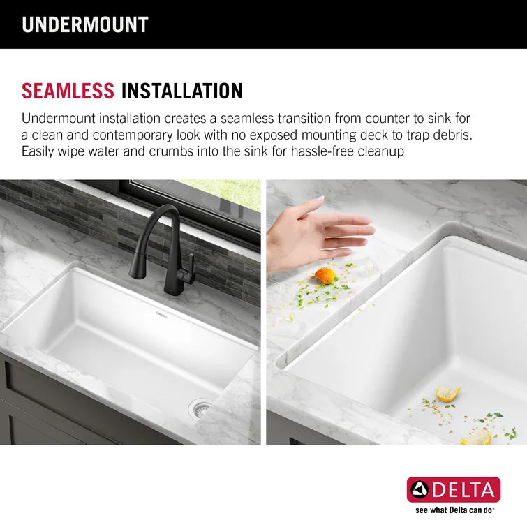 Delta Everest™ 75B933-33S-WH 32" L Granite Composite Workstation Kitchen Sink Undermount Single Bowl
