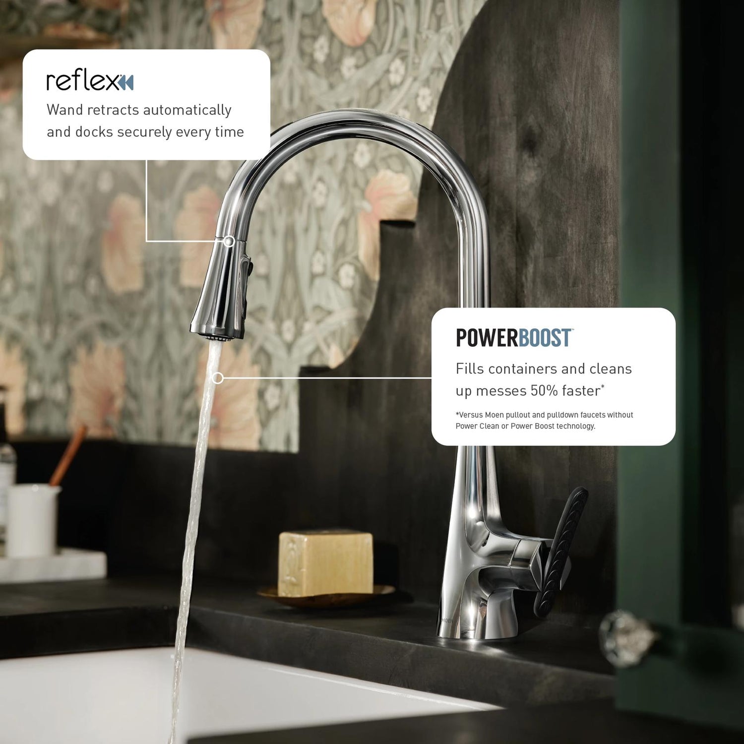 MOEN Gilden 87679BZG Single Handle Pull-Down Sprayer Kitchen Faucet with Reflex and Power Boost in Bronzed Gold