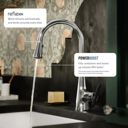 MOEN Gilden 87679BZG Single Handle Pull-Down Sprayer Kitchen Faucet with Reflex and Power Boost in Bronzed Gold