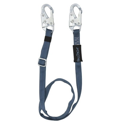 FallTech Restraint Lanyard, Adjustable Single Leg, 2 Snap Hooks, 5&