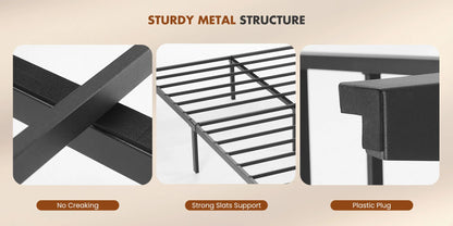 Soft Pack Heavy Duty Metal Bed Frame with Headboard Charging Station For Bedroom