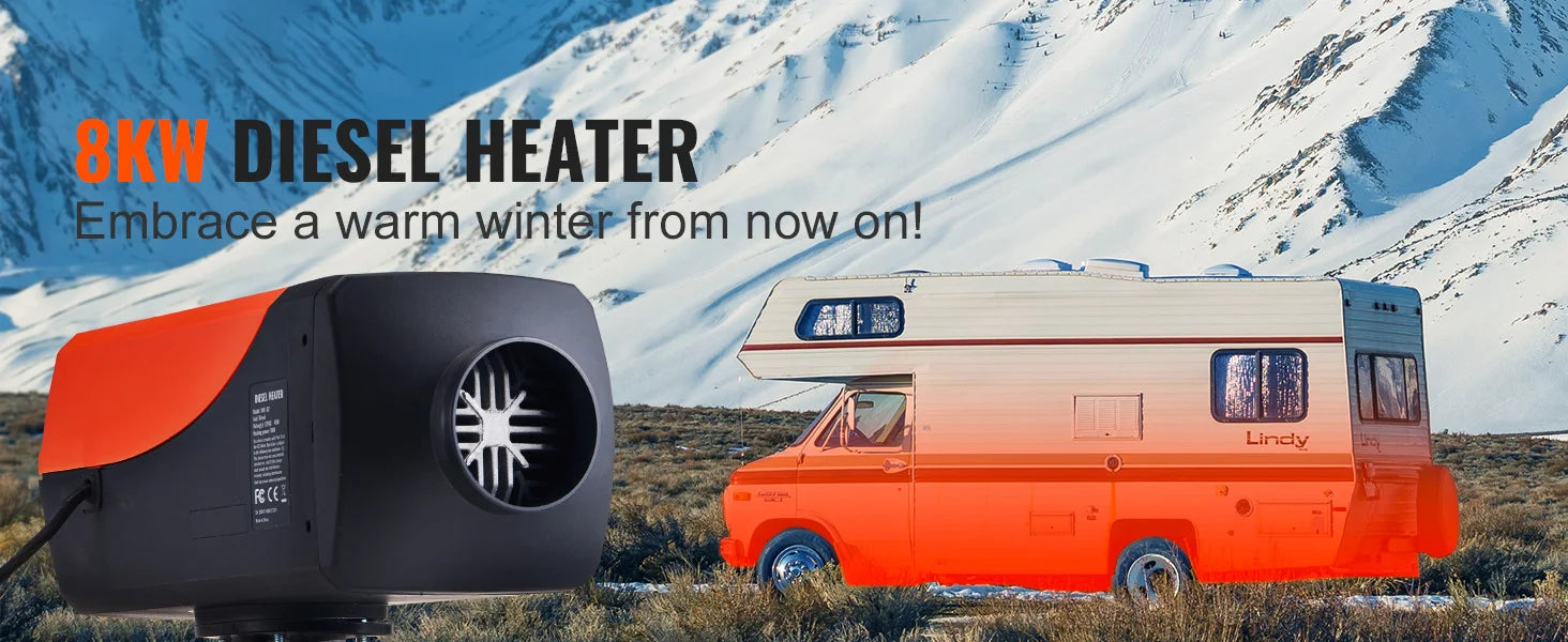 VEVOR All-in-one Camping Diesel Forced Air Heater 12V 24V 8KW LCD Remote Control