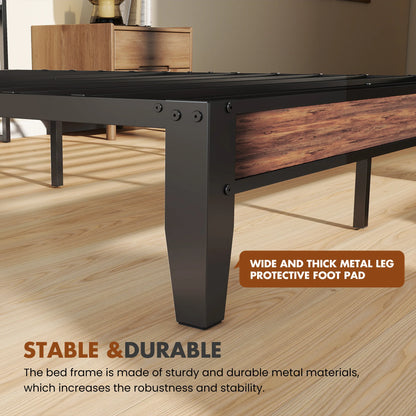 Soft Pack Heavy Duty Metal Bed Frame with Headboard Charging Station For Bedroom