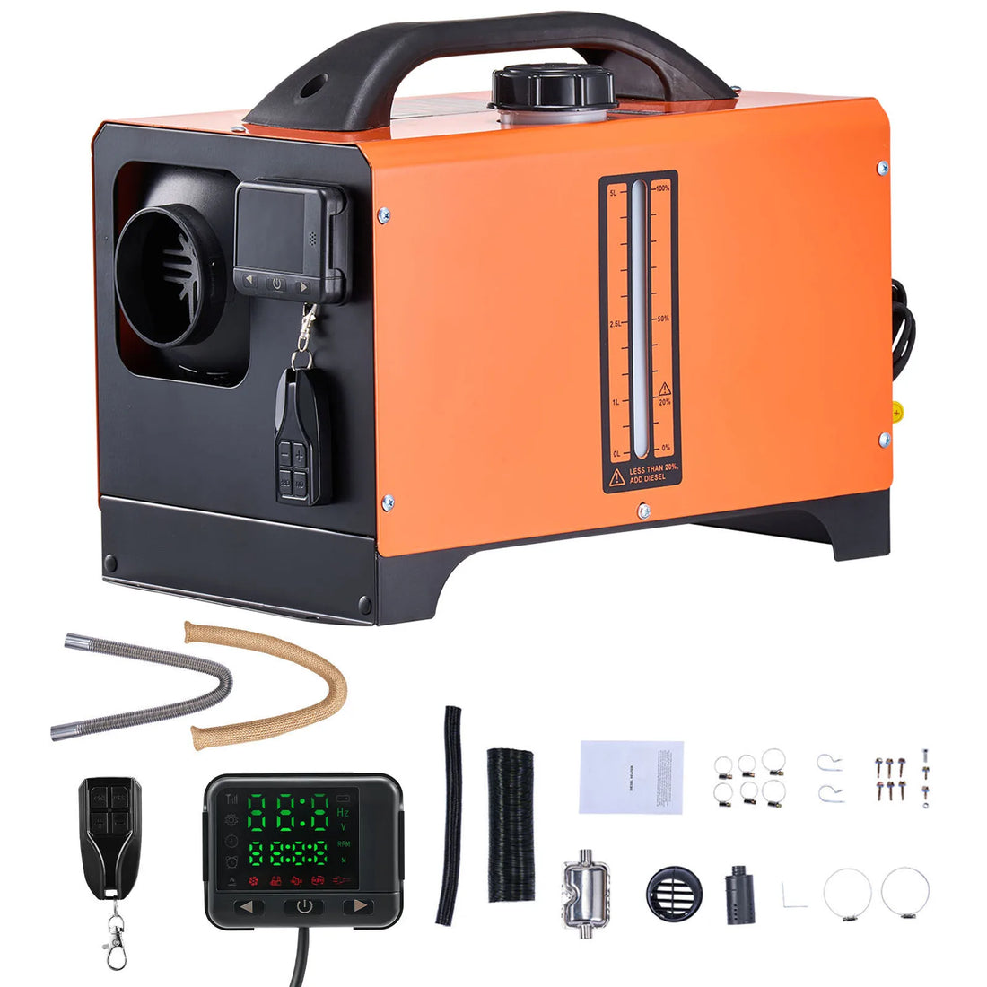 VEVOR Portable Diesel Air Heater 8KW DC 12V/24V All in One 1.3 Gal with Remote