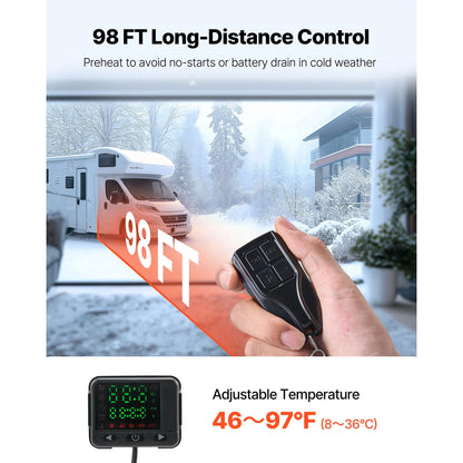 VEVOR All-in-one Camping Diesel Forced Air Heater 12V 24V 8KW LCD Remote Control