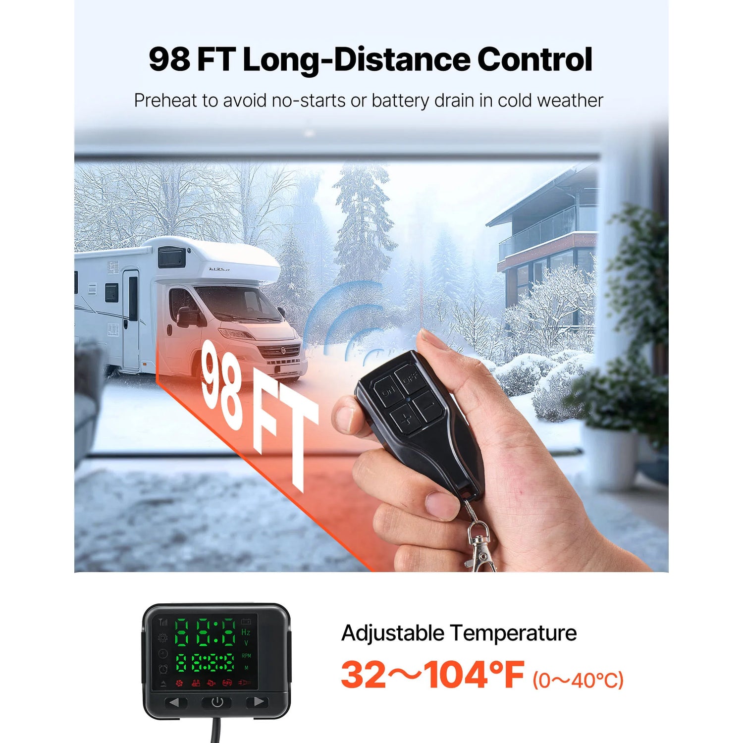 VEVOR Portable Diesel Air Heater 8KW DC 12V/24V All in One 1.3 Gal with Remote