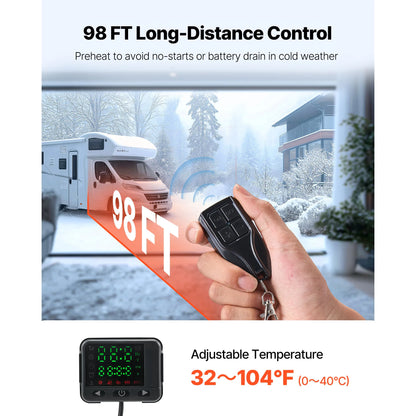 VEVOR Portable Diesel Air Heater 8KW DC 12V/24V All in One 1.3 Gal with Remote