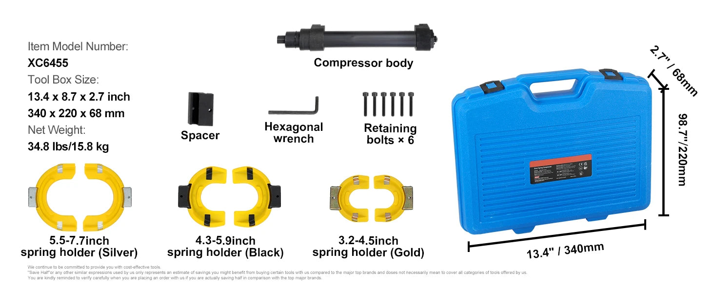 VEVOR Coil Spring Strut Compressor Clamp Struts Shock Absorber Suspension 3 Pcs