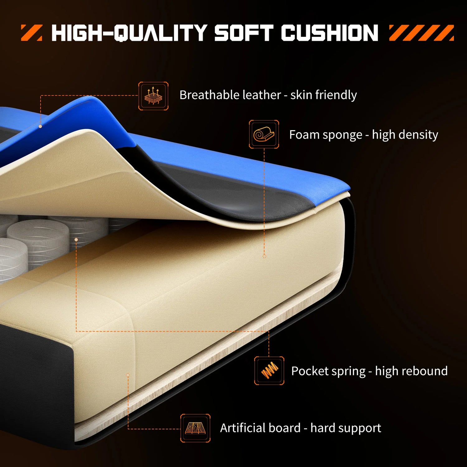 Gaming Chair with Adjustable Swivel PU Leather with Headrest and Lumbar Support