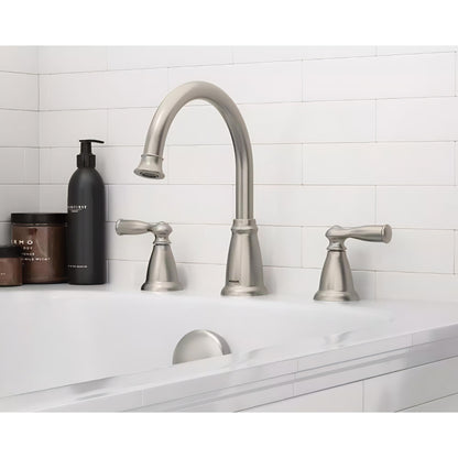 MOEN Banbury 86924SRN 2-Handle Deck-Mount High Arc Roman Tub Faucet in Spot Resist Brushed Nickel (Valve Included).