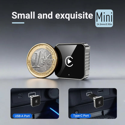Mini CarPlay AI Box 2-in-1 Wired to Wireless CarPlay &amp; Android Auto Adapter 5GHz WiFi